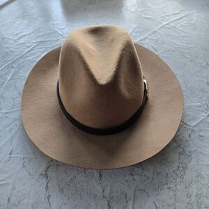 NWT Tan Wide-Brim Fedora Hat